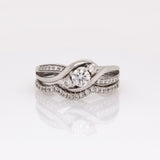 Stunning Diamond Wedding Ring and Band Set in Solid 14k White Gold w Natural Diamonds || April Birthstone || Previously Loved ||