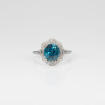 14K white gold cambodian blue zircon ring