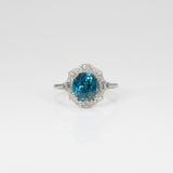 14K white gold cambodian blue zircon ring