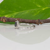 14K white gold pear alexandrite ring with diamond halo