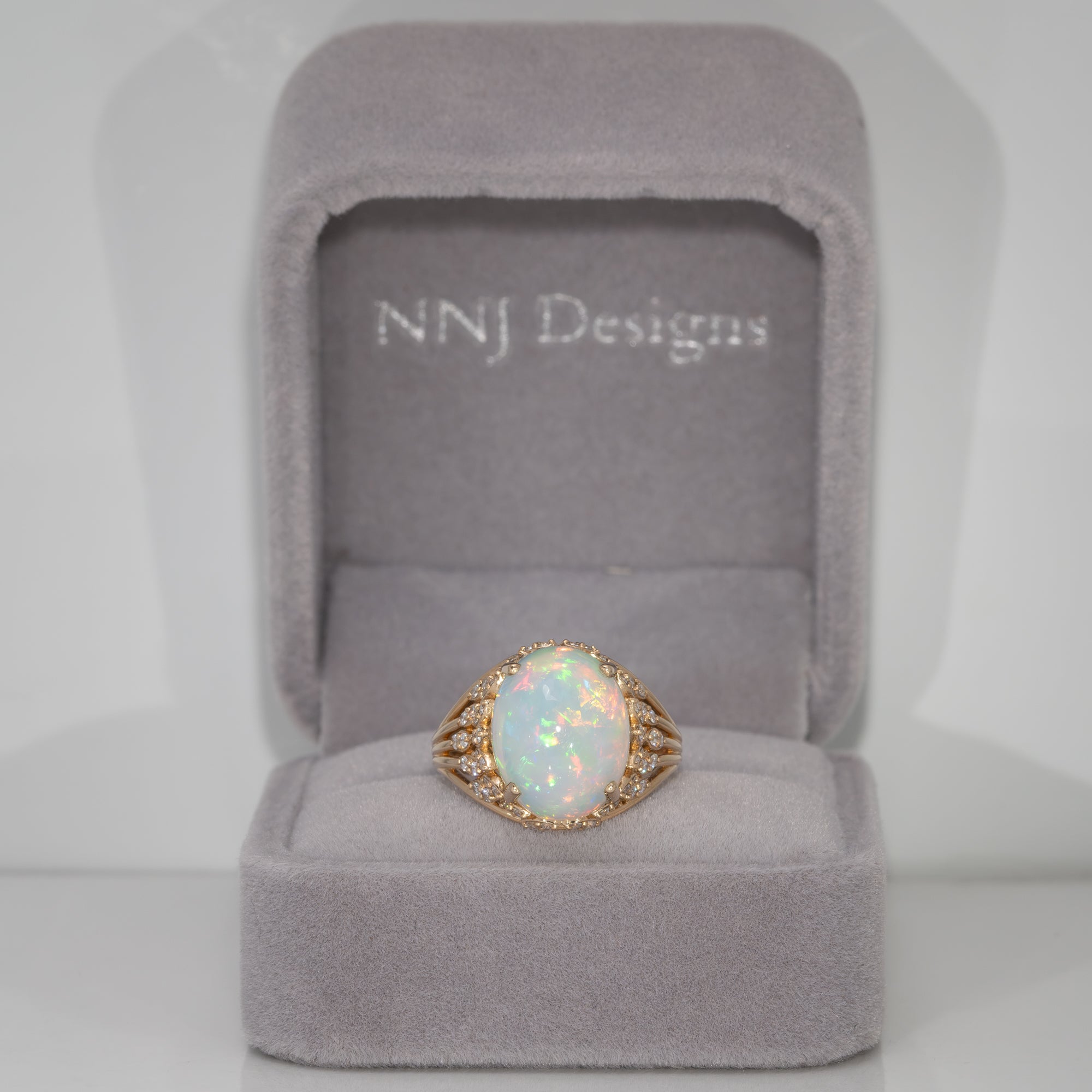 14K yellow gold ethiopian opal ring