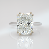 5Ct lab diamond Ring with Sapphire Accent and Lab Diamonds Halo: Solid 14K Gold