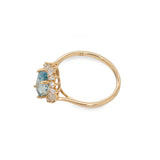 Rosily Solid 14k Gold Aquamarine Ring with Natural Diamonds Accents, Oval 9x7mm