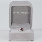 14K white gold purple spinel ring with diamond accents