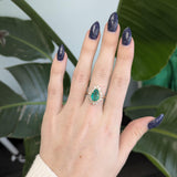 Lysette Solid 14k Gold Colombian Emerald Ring with Natural Diamonds, Pear 12x7mm