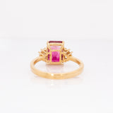 Calluna 14k Solid Gold Bi-color Tourmaline Ring with Natural Diamond Accents | 9x7mm