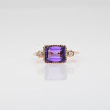 2.4Ct Amethyst Ring with Earth Mined Diamond Accents in Solid 14K Gold – Oval 9x7mm Fine Jewelry