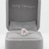 Elegant Pink Sapphire Ring with Natural Diamond Accents – Solid 14K Gold Trillion Cut Fine Jewelry Statement Design