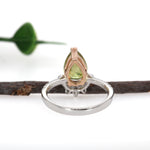 Yamini 14K Dual White Rose Gold Pear Shape 2.4cts Sphene Diamond Ring | Pear Shape 9X6mm