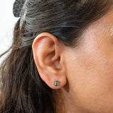 Mwaka | Zambian Emerald Solitaire Stud Earrings – Emerald Cut 5×3mm – Solid 14K Gold (Yellow, White or Rose)