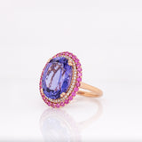 Nola 14k Dual Gold Tanzanite Ring with Natural Diamonds and Pink Sapphire Accents | 11x8mm