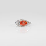 14K white gold padparadscha sapphire ring with diamond accents