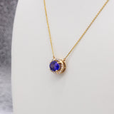 Azura 14k Solid Gold Tanzanite Pendant with Natural Diamonds Halo | Oval 9x7mm