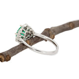 Ariax Solid 14k Gold Colombian Emerald Ring with Natural Diamonds Accents, 7mm