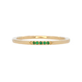 Elegant Tsavorite Gemstone Band Ring in Solid 14K Yellow Gold | Delicate Minimalist Wedding & Promise Ring