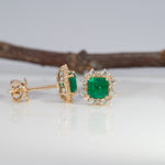 14K yellow gold colombian emerald earrings