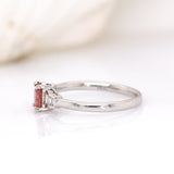 Mridul 14K White Gold Padparadscha Sapphire and Diamonds Ring | OV 6x4mm
