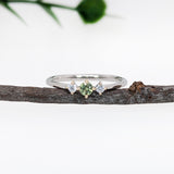 Natural Alexandrite Ring w Earth Mined Diamonds in Solid 14K White Gold | RD 3mm