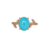 2.1ct Sonoran Turquoise Ring with Natural Diamond Accents in Solid 14K Gold – Elegant 10x8mm Statement Gemstone Ring