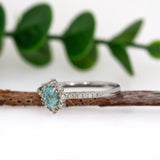 Linda 14K Solid White Gold Afghan Tourmaline and Diamond Ring | OV 5x4mm