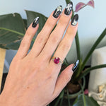 14K yellow gold Madagascar ruby estate ring with diamonds