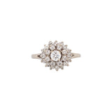 Tessia Solid 14k White Gold Estate Diamond Ring with Natural Diamond Accents, Round 4mm
