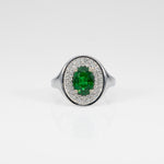 14K white gold tsavorite garnet ring