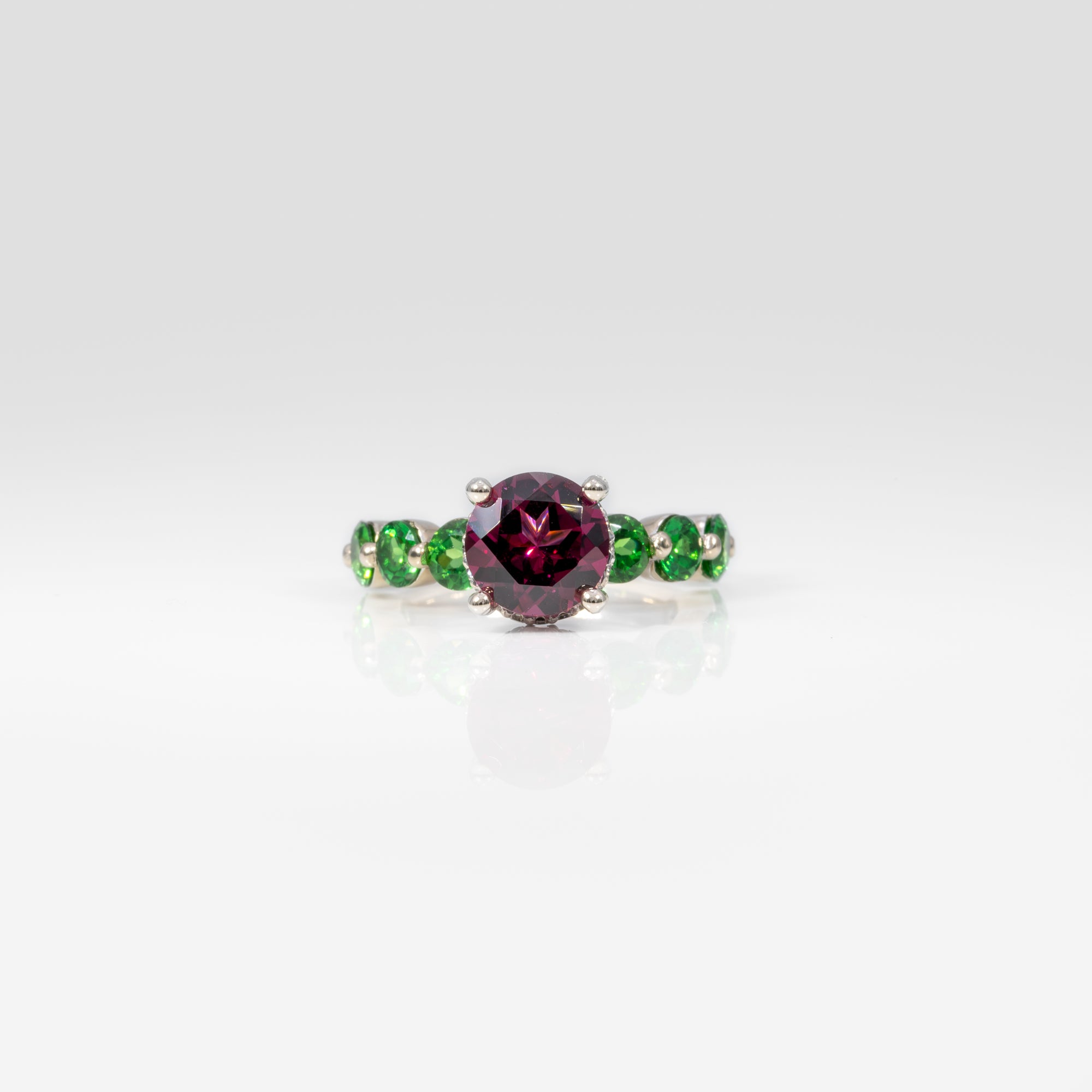 14K white gold purple garnet ring