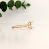 Classic Solitaire Ring Setting with Minimalist Trio Diamond Accented Shank 14K Gold | Oval