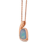 Ophelia Solid 14k Rose Gold Boulder Opal Pendant with Earth Mined Diamonds Accents