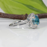 14K white gold cambodian blue zircon ring