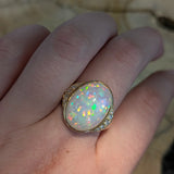Kayla 14K Yellow Gold Ethiopian Opal and Diamond Ring | 17x12.5mm