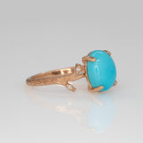 2.1ct Sonoran Turquoise Ring with Natural Diamond Accents in Solid 14K Gold – Elegant 10x8mm Statement Gemstone Ring