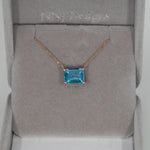 14K Rose Gold Swiss Blue Topaz Necklace