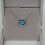 14K Rose Gold Swiss Blue Topaz Necklace