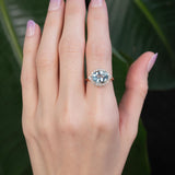 3.1Ct Aquamarine Ring with Natural Diamonds Accents: Solid 14K Gold, Oval 11x9mm