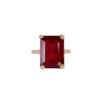 10K yellow gold Madagascar ruby emerald-cut estate ring