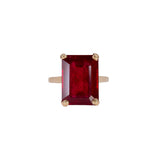 10K yellow gold Madagascar ruby emerald-cut estate ring