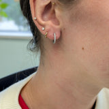 14K White Gold Diamond Huggies | Latch Back