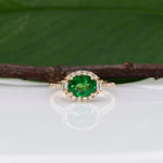 14K yellow gold tsavorite garnet ring with diamond accents