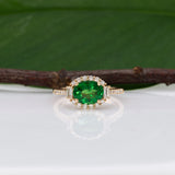14K yellow gold tsavorite garnet ring with diamond accents