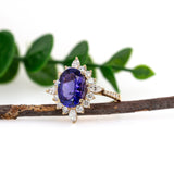 Prisha 14K Yellow Gold Tanzanite Diamond Ring | Oval Shape 10.4x8.4mm
