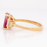 Calluna 14k Solid Gold Bi-color Tourmaline Ring with Natural Diamond Accents | 9x7mm