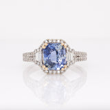 Genevieve 14K Solid Gold Cornflower Blue Sapphire and Natural Diamonds Ring | CU 8x7mm