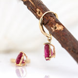 Sana 14K Yellow Gold Madagascar Ruby Solitaire Earrings | PE 9x7mm
