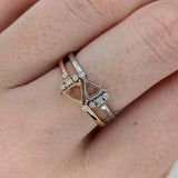 Stackable Trilliant Cut Ring Semi Mount w Diamond Accents | Trillian 4mm 5mm 6mm 6.5mm