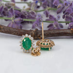 14K yellow gold zambian emerald earrings