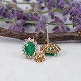 14K yellow gold zambian emerald earrings