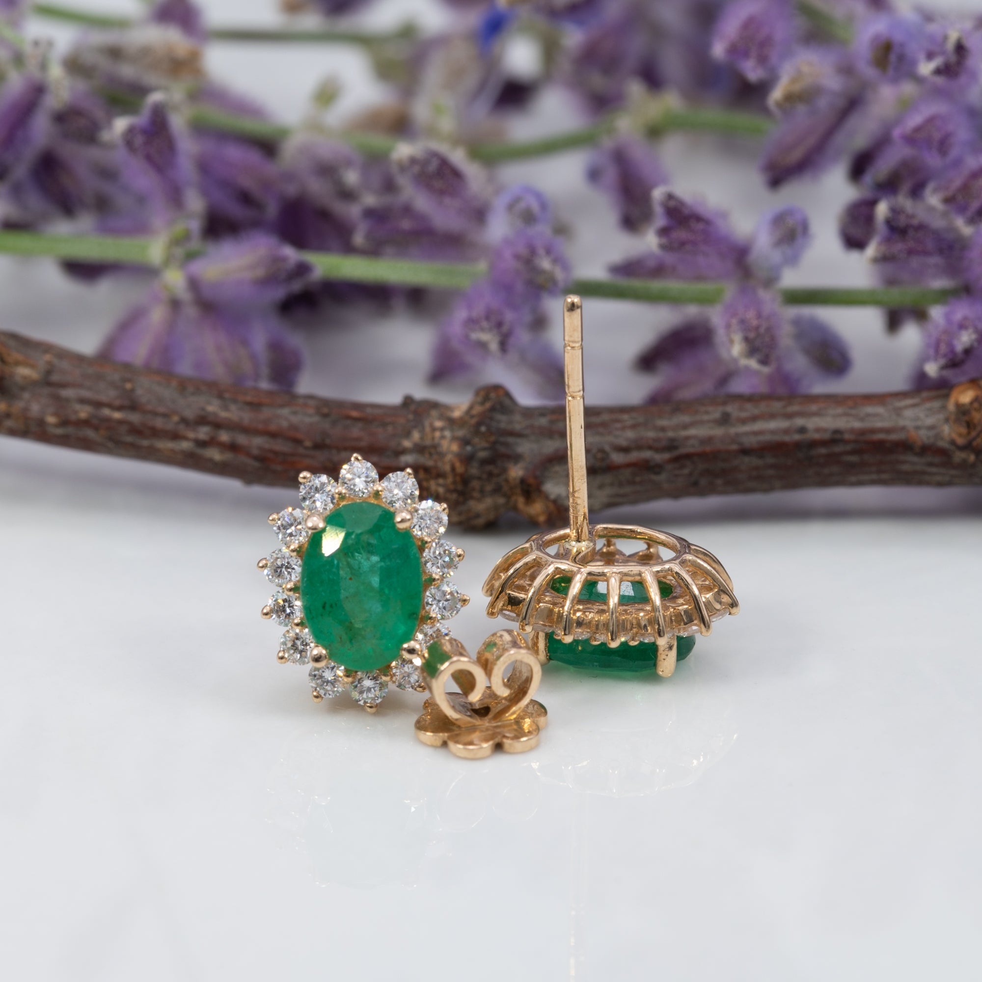 14K yellow gold zambian emerald earrings