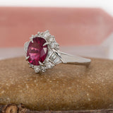 Robin Solid 14K Gold 1.5ct Rubellite Garnet Ring with Natural Diamond Accent, 8.4x7mm